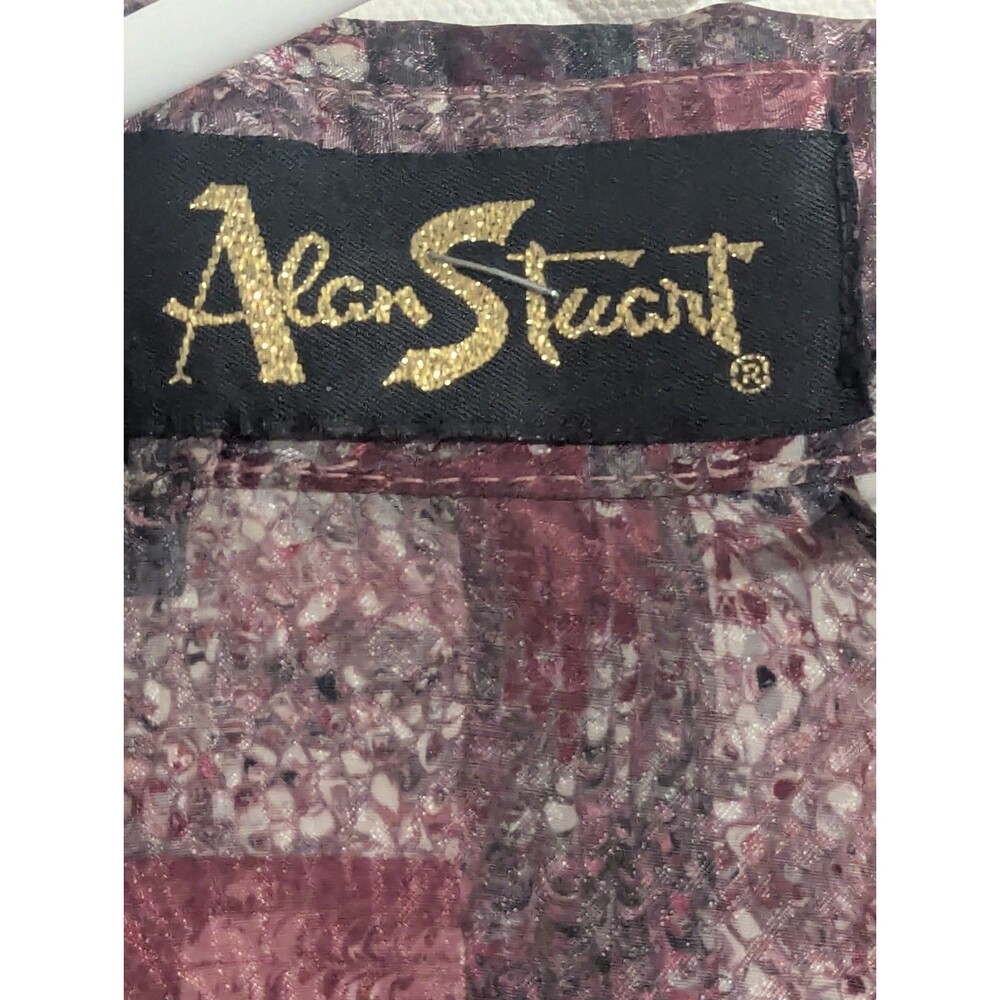 Vintage 80s Alan Stuart Banded Bottom Shirt | Abstract Geometric | Size Small - Picture 5 of 8